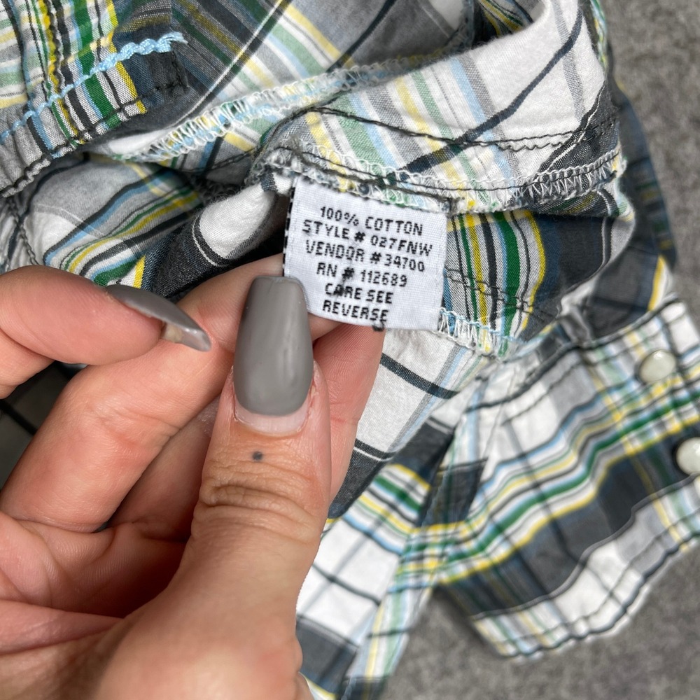 BKE Pearl Snap Shirt Mens Medium White Green Plaid Athletic Fit Western Cotton - Picture 6 of 8